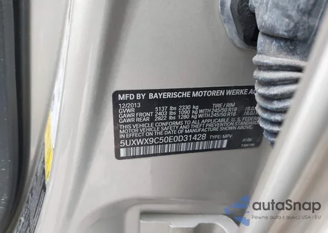 2014 BMW X3 xDrive28I из США, поврежденный, VIN 5UXWX9C50E0D31428